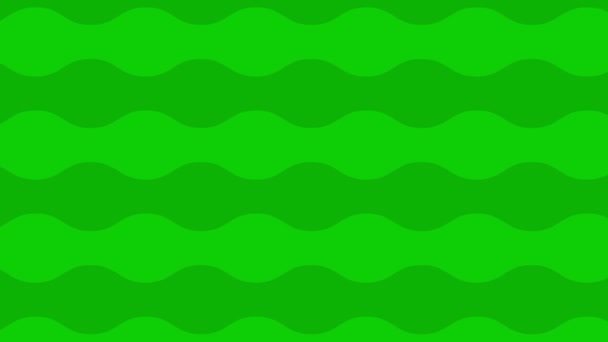 Animált zöld hullámok háttér. Lekapcsolt videó. A díszítő hullámok fokozatosan mozognak. Lapos minta. Vektorillusztráció. - Felvétel, videó