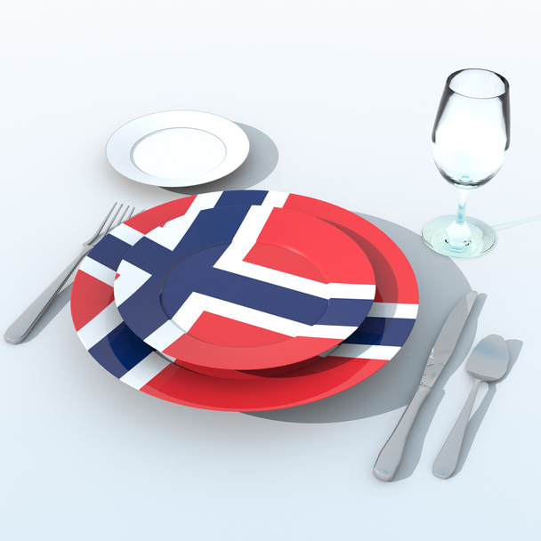 Objetos 3D com cores bandeira Noruega
 - Foto, Imagem