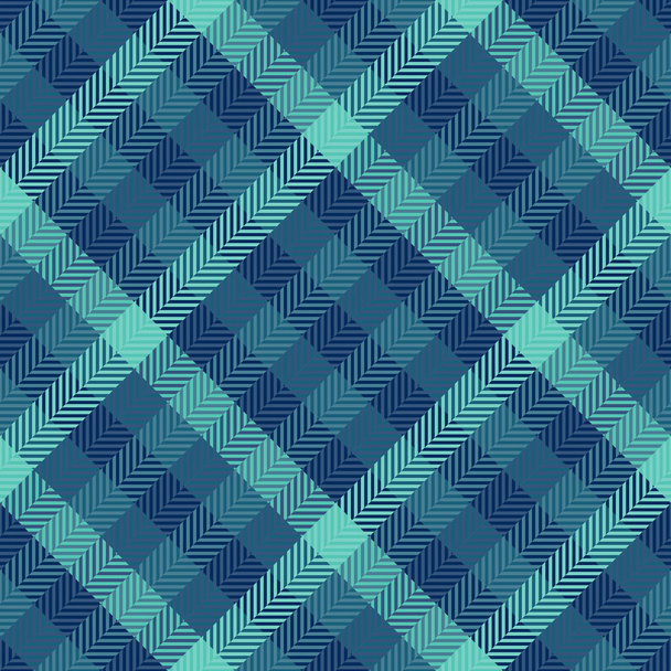 青とシアン色のパターン生地タータンでシームレスなチェックベクトルの背景テクスチャ織物. - ベクター画像