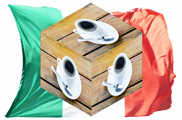 Kości, Włochy flaga kubek kawy - Zdjęcie, obraz