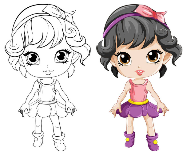 Fairy Girl Outline for Coloring illustration - Vector, Image