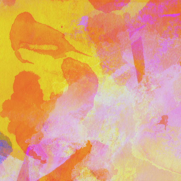 Κομψό αφηρημένο σχέδιο ακουαρέλας με κίτρινα, ροζ και κόκκινα χρώματα - Φωτογραφία, εικόνα