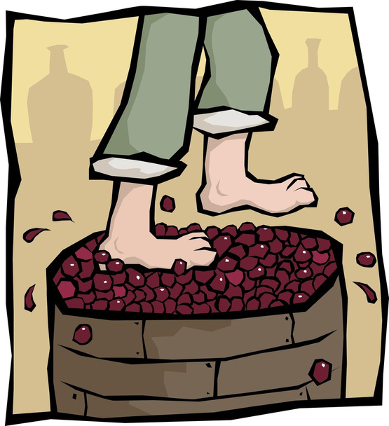 Treading grapes - Vector, Image