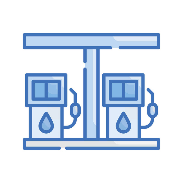 Station d'essence vecteur illustration de style icône série bleue. Fichier Eps 10 - Vecteur, image