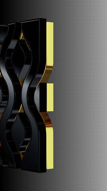 fond noir et or de luxe, dégradé horizontal, fond d'écran, forme, design unique, texture - Photo, image
