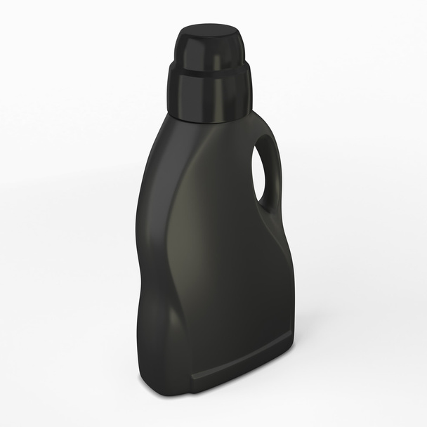 Черная бутылка для моющего средства на белом фоне
 - Фото, изображение