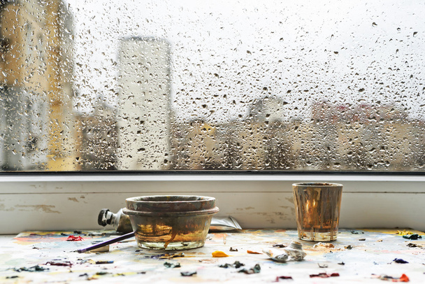 Regen hinter dem Fenster - Foto, Bild