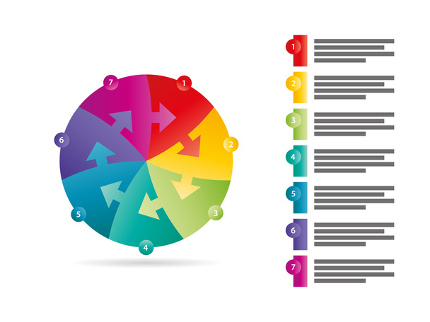 Tasainen sateenkaaren spektri värillinen palapeli esitys infografinen malli selittävä tekstikenttä. Vektorin graafinen malli
. - Vektori, kuva
