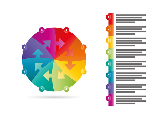 Lapos szivárvány spektrum színes puzzle infographic Bemutatósablon a magyarázó szöveg mező. Vektor grafikus sablon. - Vektor, kép