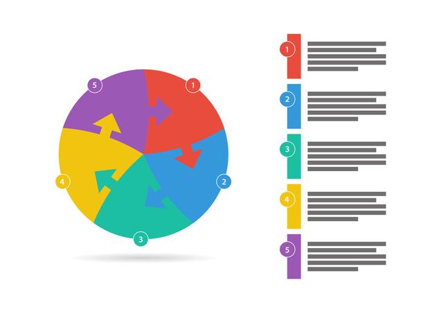 Platte regenboog spectrum gekleurde puzzel presentatie infographic sjabloon met verklarende tekstveld. Vector grafische sjabloon. - Vector, afbeelding