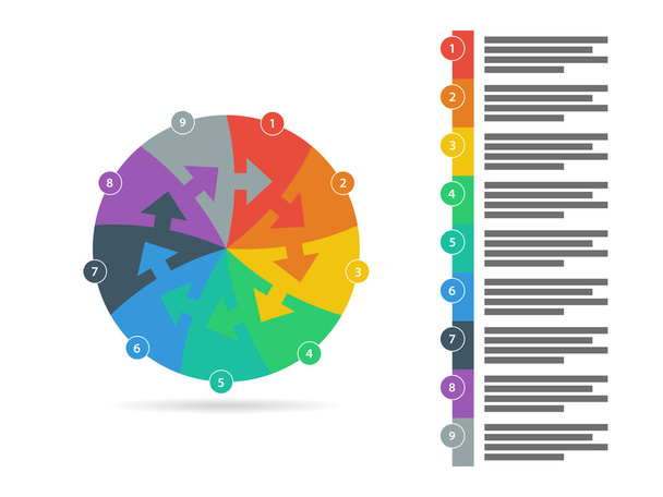 Плоский радужный спектр цветовой головоломки представления инфографический шаблон с пояснительным текстовым полем. Векторный графический шаблон
. - Вектор,изображение