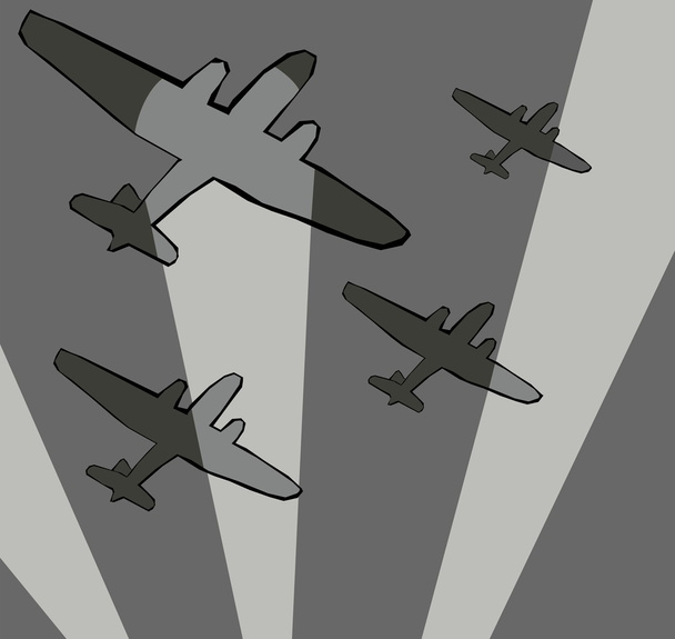 Самолеты-бомбардировщики в прожекторах
 - Вектор,изображение