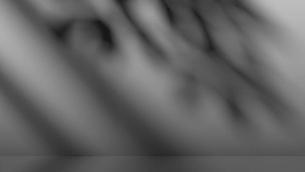 Luz e sombra na sala, sombra de grãos de jardim e persianas, luz GOBO, cinza e preto, elegante e moderno 3D renderização imagem backgroundhigh Resolução 3D renderização imagem - Foto, Imagem