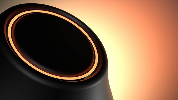 Sci-fi futurisztikus gomb átlós világító narancssárga és fekete elegáns és modern 3D-s renderelés kép hátterébennagy felbontású 3D renderelés kép - Fotó, kép