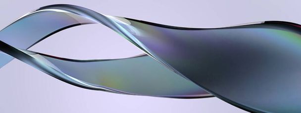 Un fondo de una imagen 3D elegante y moderna de una refracción de vidrio de color arco iris curvado oscuroImagen de renderizado 3D de alta resolución - Foto, Imagen