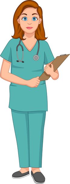 kobieta pielęgniarka kreskówka izolowane na białym tle - Wektor, obraz
