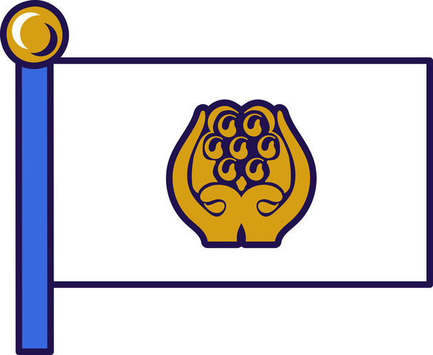 Σημαία SAARC στο κοντάρι σημαίας για την εγγραφή της επίσημης εκδήλωσης, συνάντηση ξένων επισκεπτών. Νοτιοασιατική Ένωση Περιφερειακής Συνεργασίας. Απλό διάνυσμα απομονωμένο σε λευκό φόντο - Διάνυσμα, εικόνα