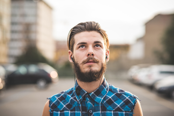 Handsome bearded hipster man - Photo, Image