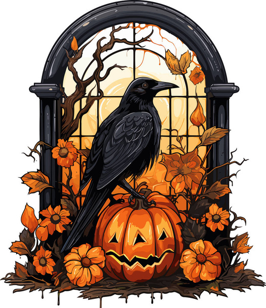 Хэллоуин, жуткая и мрачная векторная иллюстрация на тему празднования. - Вектор,изображение