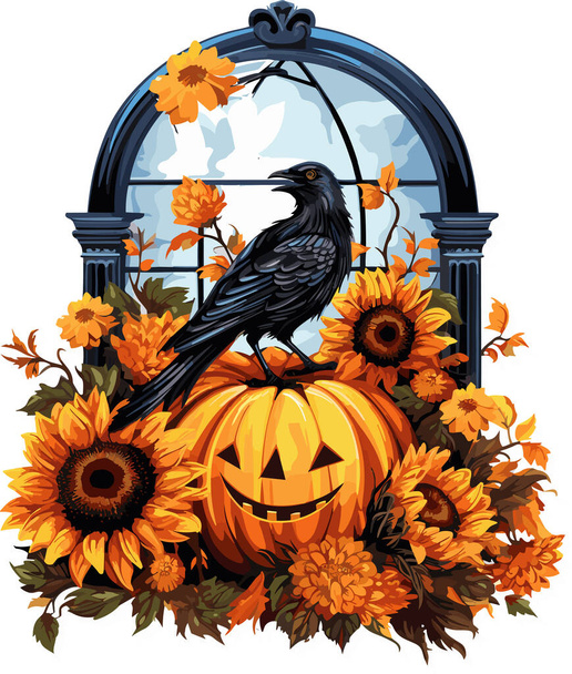 Хэллоуин, жуткая и мрачная векторная иллюстрация на тему празднования. - Вектор,изображение
