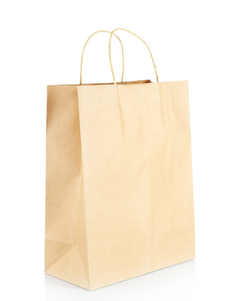 Shopping paper bag isolated on white - Фото, изображение