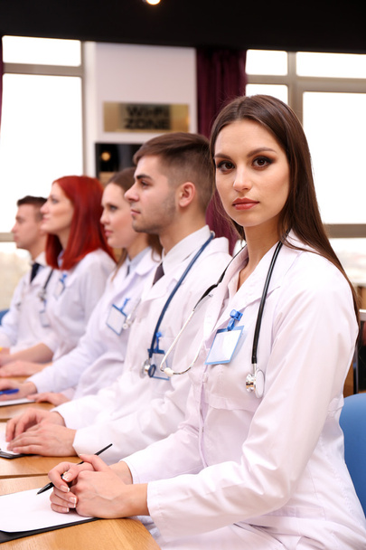 Trabalhadores médicos que trabalham na sala de conferências
 - Foto, Imagem