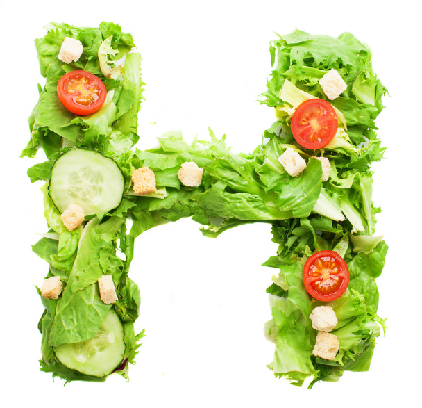 H brief gemaakt van salade - Foto, afbeelding