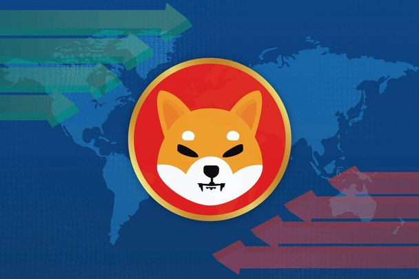 shiba virtual currency visuals on a colorful background. 3d illustrations. - Photo, Image