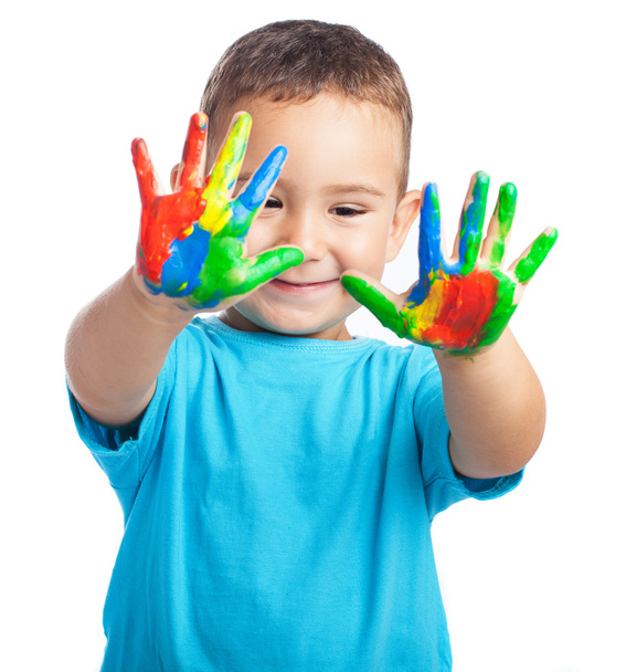 Enfant avec les mains peintes
 - Photo, image