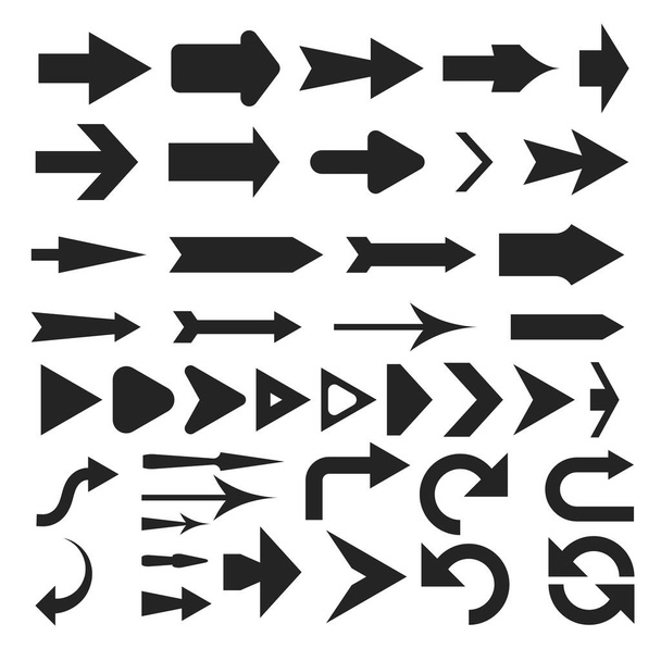 Signos de flecha, conjunto de colección de signos de dirección, colección de muchos tipos de flecha variantes.triangular geométrica patrón.. - Vector, imagen