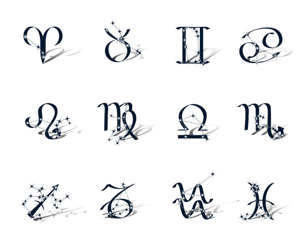 Simboli zodiacali decorati costellazioni zodiacali
 - Vettoriali, immagini