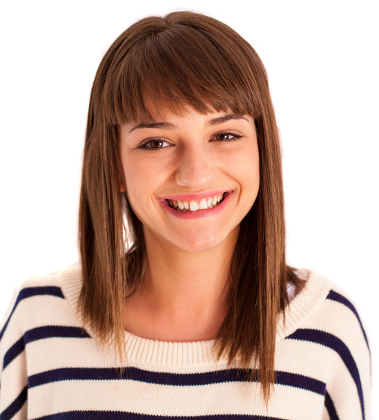 молода жінка, посміхаючись
 - Фото, зображення