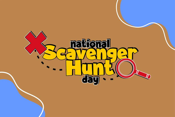 Scavenger Hunt Day, concepto de vacaciones. Plantilla para fondo, banner, tarjeta, póster, camiseta con inscripción de texto - Vector, Imagen