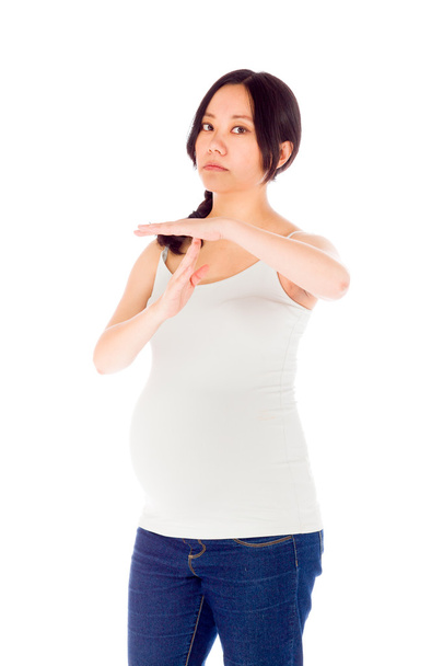 Mulher grávida gestando sinal de ruptura
 - Foto, Imagem