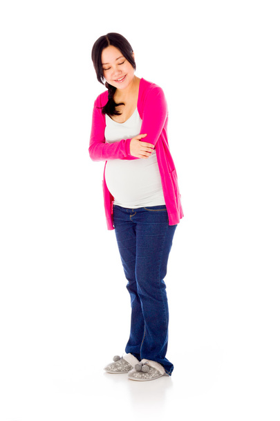 kobieta w ciąży się śmiać - Zdjęcie, obraz