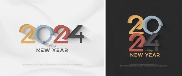 Номер нового року з номерами 2024 чистий барвистий 3d. Преміум векторний дизайн для вітання, запрошення, плакат банерів та інших. - Вектор, зображення