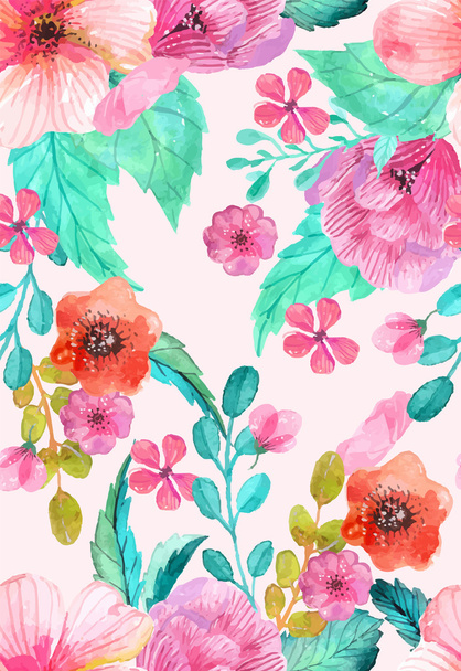 Watercolor floral seamless pattern - Vector, Image