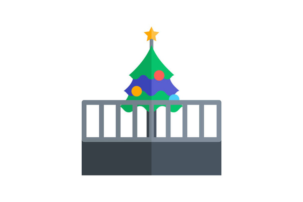 Σύλληψη Yuletide γοητεία μέσω χριστουγεννιάτικο δέντρο διακόσμηση επίπεδη εικόνα - Διάνυσμα, εικόνα
