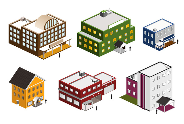 Isometric building collection - Vector, Image