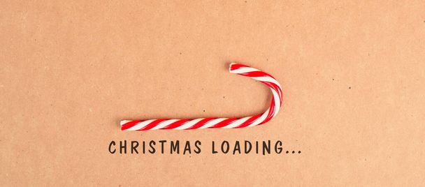 Candy cane loading bar for christmas, seasonal holidays, xmas greeting card, copy space - Photo, Image