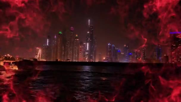 Ville moderne dans la nuit, vue sur Dubai Marina dans la nuit. Images 4k de haute qualité - Séquence, vidéo