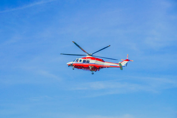 Rescue helicopter (first ceremony for Yokohama). Shooting Location: Yokohama-city kanagawa prefecture - Photo, Image