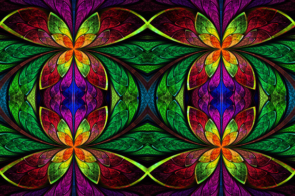 Разноцветный симметричный узор в стиле витража
.  - Фото, изображение