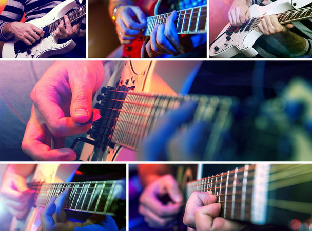 mužské hudebník s bílým kytara - Fotografie, Obrázek