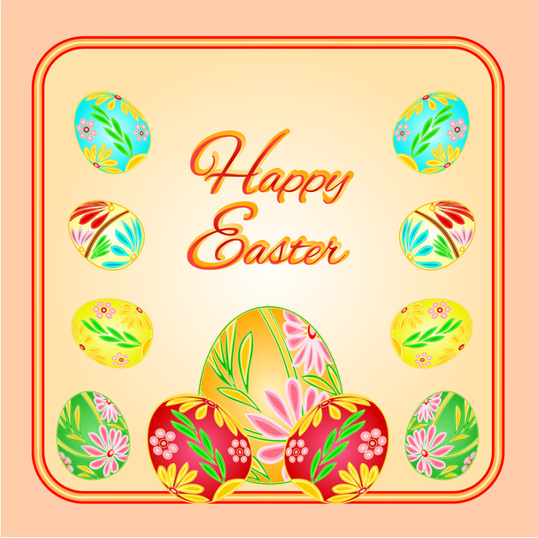 Marco con huevos de Pascua vector de primavera
 - Vector, Imagen