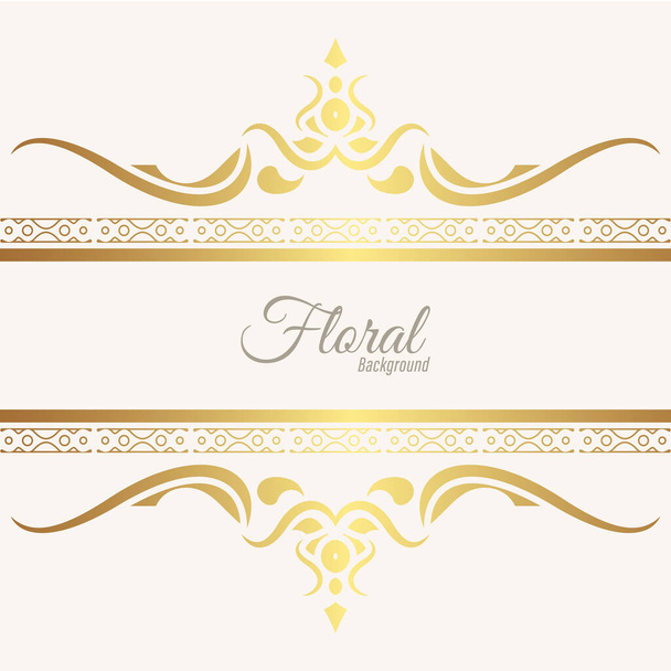 Floral background golden banner design - Vector, Image