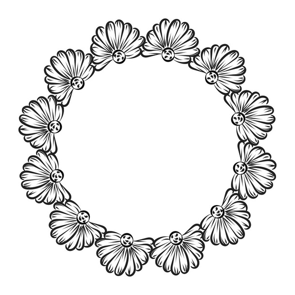 Diseño de borde de girasol dibujado a mano. Borde floral para imprimir o usar como póster, tarjeta, folleto o pancarta  - Vector, imagen