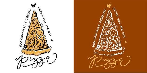 amoureux de la pizza - mignon dessiné à la main affiche lettrage doodle - Vecteur, image