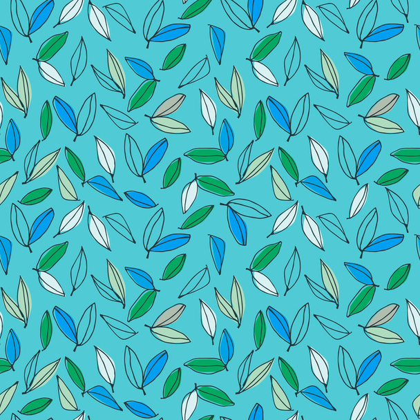 Seamless pattern with tree branches and leaves for surface design and other design projects. modern trend drawing in line art style - Vector, Image