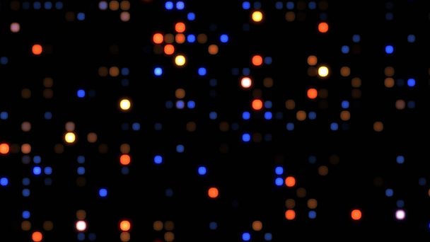 Lumineux petits points colorés numérique paysage technologie arrière-plan 3d cube particules en mouvement. Technologie sombre bg points aléatoires lumineux dans la grille. Pour Big Data, apprentissage automatique, espace virtuel. - Photo, image